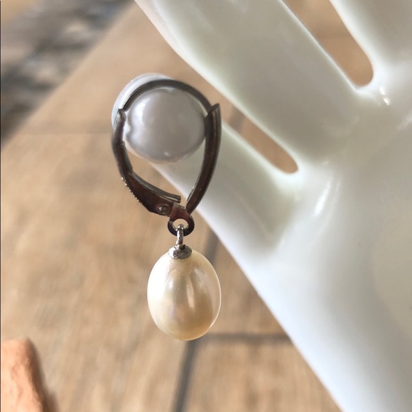 Sterling Silver Pearl Drop Earrings - Picture 11 of 11